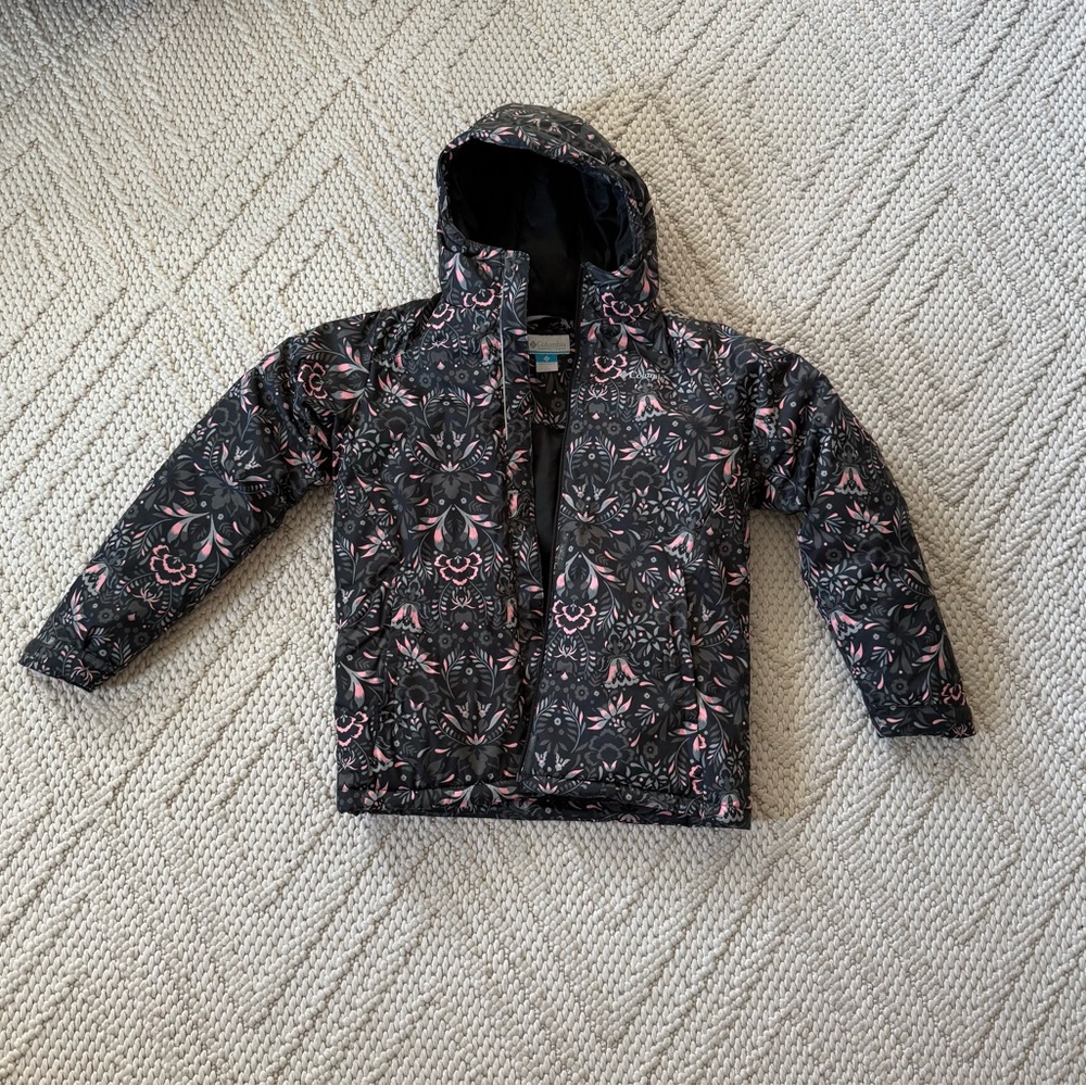 Columbia girls ski snow winter jacket Floral Patterned Hooded Jacket size large